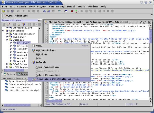 Selecting a database node.